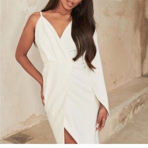 Beautiful white Lavish Alice dress with side cape
